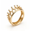 Yellow Gold Crown Ring With Diamonds - High-key Lighting Style