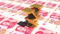 4k golden RMB symbol on 100 RMB bills background,business investment.