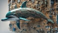 8k hdr detailed intricate, dolphin made of circuit boards and wires