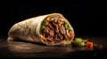 8k Hdr Pulled Beef Burrito: Innovative, Realistic Lighting In A Ready-made, Layered Delight
