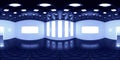 8K HDRI map, spherical environment panorama background, modern high contrast interior light source rendering blue 3d equirectangu Royalty Free Stock Photo