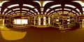 4K HDRI map, spherical environment panorama background, room with many pipes, interior light source rendering 3d equirectangular Royalty Free Stock Photo