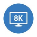 8k, hdtv, monitor, tv, icon. Blue color design