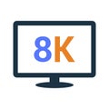 8k, hdtv, monitor, tv, icon. Glyph style vector EPS