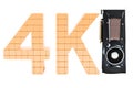4K high resolution, computer video card GPU, 3D rendering Royalty Free Stock Photo