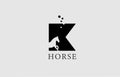 K horse alphabet letter logo icon with stallion shape inside. Creative design in black and white for business and company Royalty Free Stock Photo