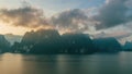 4K Hyperlapse aerial drone view of mountain peak in Khao Sok National Park at sunrise, Suratthani, Thailand