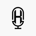 K initial podcast logo monogram with microphone shape