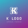 k initial space force logo design galaxy rocket vector in gradient background Royalty Free Stock Photo