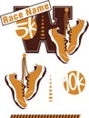 5k or 10k road race logo elements with sneakers - Royalty Free Stock Photo