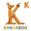 K is for Kangaroo. Letter K. Kangaroo, cute illustration. Animal alphabet Royalty Free Stock Photo
