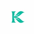 K Leaf Logo Design. Letter K Nature Vector Illustration Royalty Free Stock Photo