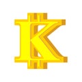 K letter bitcoin font. Cryptocurrency alphabet. Lettering virtual money. Vector illustration
