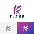 K Letter Burning Hot Fire Flame Initial Logo Symbol