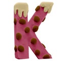 K letter. Cake Font. Cake Font.. Handmade with plasticine. Royalty Free Stock Photo