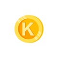 K, letter, coin color icon. Element of color finance signs. Premium quality graphic design icon. Signs and symbols collection icon