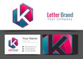 K Letter Corporate Logo and Business Card Sign Template.