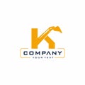 K Letter Excavator Logo Design Vector Royalty Free Stock Photo