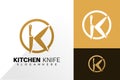 K letter knife logo vector design. Abstract emblem, designs concept, logos, logotype element for template