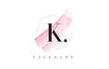 K Letter Logo with Pastel Watercolor Aquarella Brush. Royalty Free Stock Photo