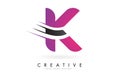 K Letter Logo with Pink and Grey Colorblock Design and Creative Cut Royalty Free Stock Photo