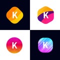 K letter vector company icon signs flat symbols logo set Royalty Free Stock Photo