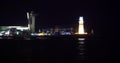 4k Lighthouse at night,ocean wavy,Tsingtao,QingDao,China.