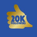 20K Likes Hand Thumbs Up Sign Symbol Vector Royalty Free Stock Photo