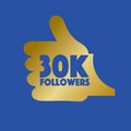 30K Likes Hand Thumbs Up Sign Symbol Vector Royalty Free Stock Photo