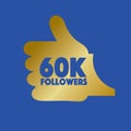 60K Likes Hand Thumbs Up Sign Symbol Vector