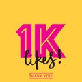 1K likes online social media thank you banner
