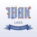 100K Likes Thank you number with emoji and heart- social media gratitude ecard