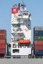 K Line container ship BERLIN BRIDGE inbound Rotterdam Royalty Free Stock Photo