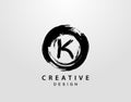 K Logo With Circle Splatter Element. VintageCircle Wave logo design template Royalty Free Stock Photo