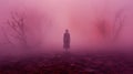 K In Magenta Fog: A Disturbingly Whimsical Cinematic Still