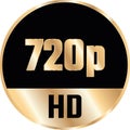 720K icon qHD TV ultra-thin vector illustration gold and black style round pictogram
