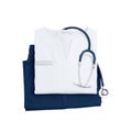 Medical Uniform with Stethoscope Folded on Scrubs Royalty Free Stock Photo