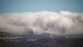 8K Mist Cloud Flowing Down Ridge of Mountain Range