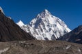 K2 mountain peak and Baltoro glacier, K2 trek, Pakistan Royalty Free Stock Photo