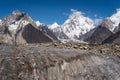 K2 mountain peak behind vigne glacier, Karakoram range, Pakistan Royalty Free Stock Photo