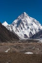 K2 mountain peak, second highest mountain peak in the world, K2 base camp trekking route in Karakoram mountains range, Pakistan Royalty Free Stock Photo