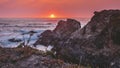 4k moving Timelapse movie film clip of California beach at sunset. With coloufull sky and powerfull waves.