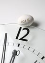 Retirement nest eggs with clock, representing time is running out.