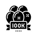 100k party celebration balloons glyph icon vector illustration Royalty Free Stock Photo