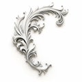 Decorative Silver Scroll Frame On White Background Royalty Free Stock Photo