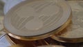 4K Physical metal golden Ripplecoin currency rotating over others coins. XRP-Dan