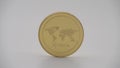 4K Physical metal golden Ripplecoin currency on white background. XRP coin-Dan