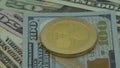 4K Physical metal golden Ripplecoin currency over 100 amerian dollar bill 
