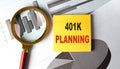 401K PLANNING text on sticky on chart Royalty Free Stock Photo