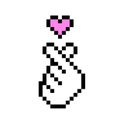 K pop love symbol pixel art icon Korean hand heart